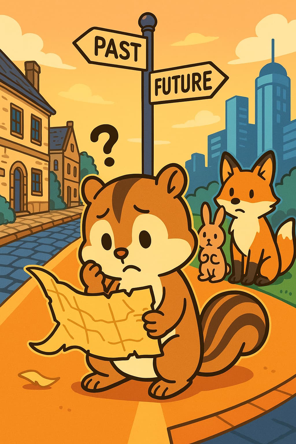 悩むリスのイラスト