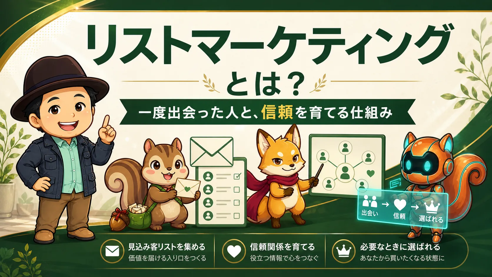 リストマーケティングとは、一度出会った人と信頼を育てる仕組みを説明するリンクカード画像