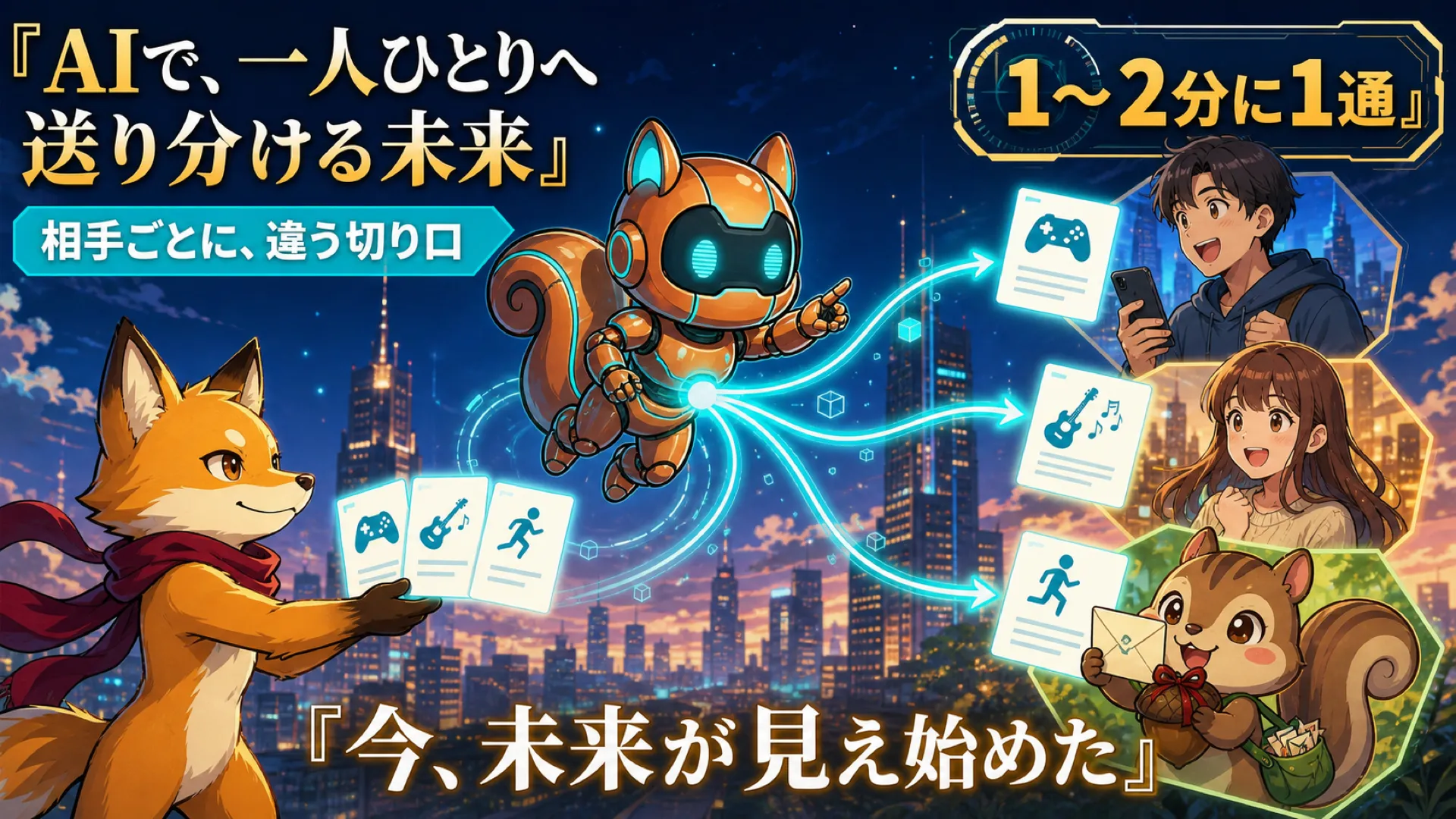AIが一人ひとりへ違う切り口のメールを1〜2分に1通ずつ送り分ける未来