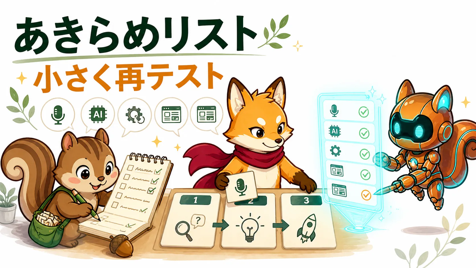 過去にあきらめたことを小さく再テストする流れを示した記事内図解