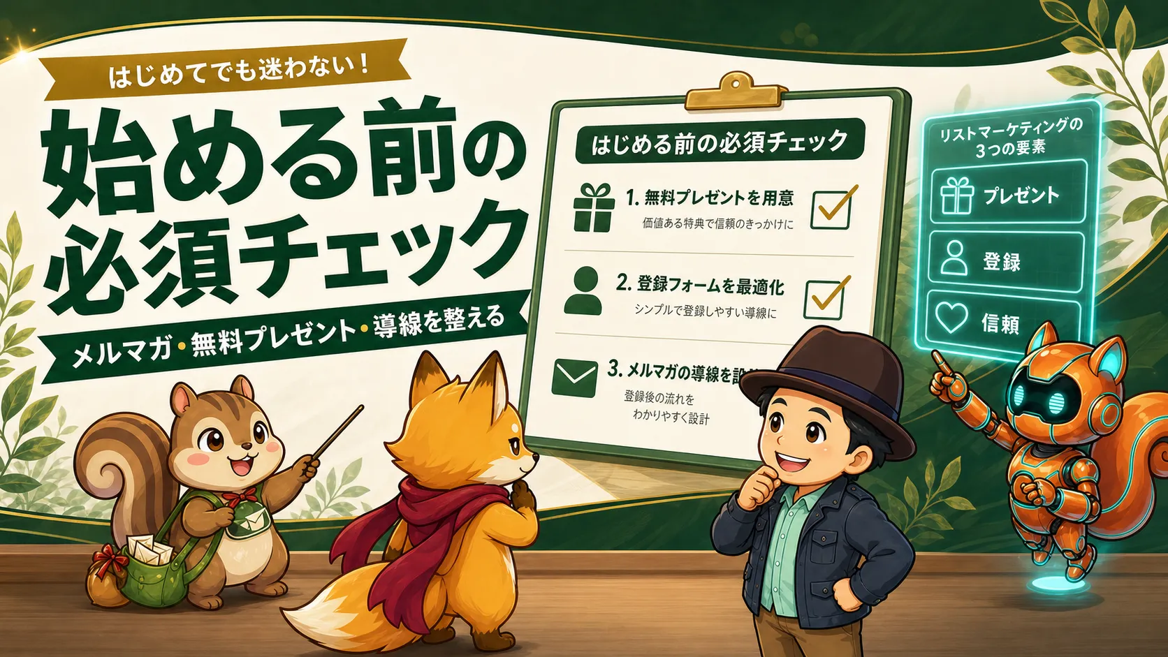 リストマーケティングを始める前にメルマガ、無料プレゼント、導線を整えるチェック用リンクカード画像