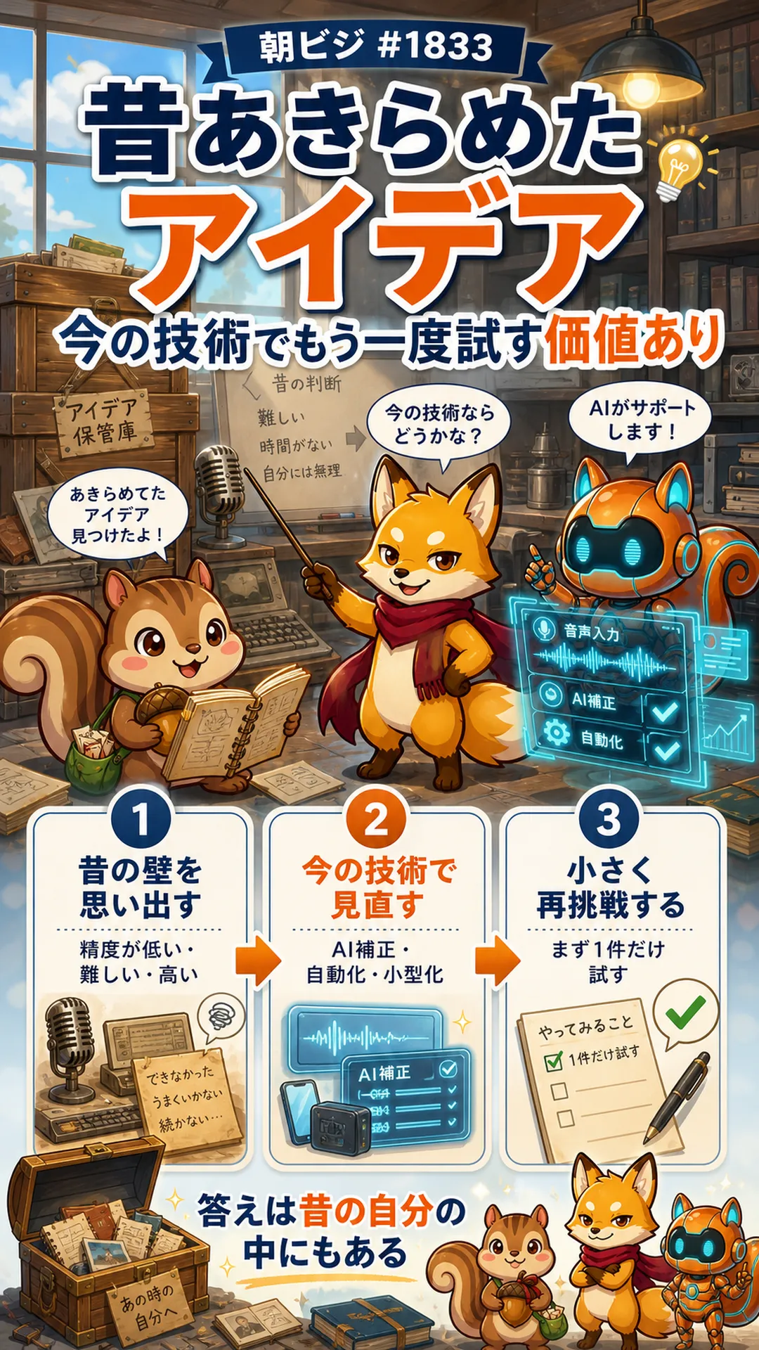 昔あきらめたアイデアを今の技術でもう一度試す価値をまとめた図解