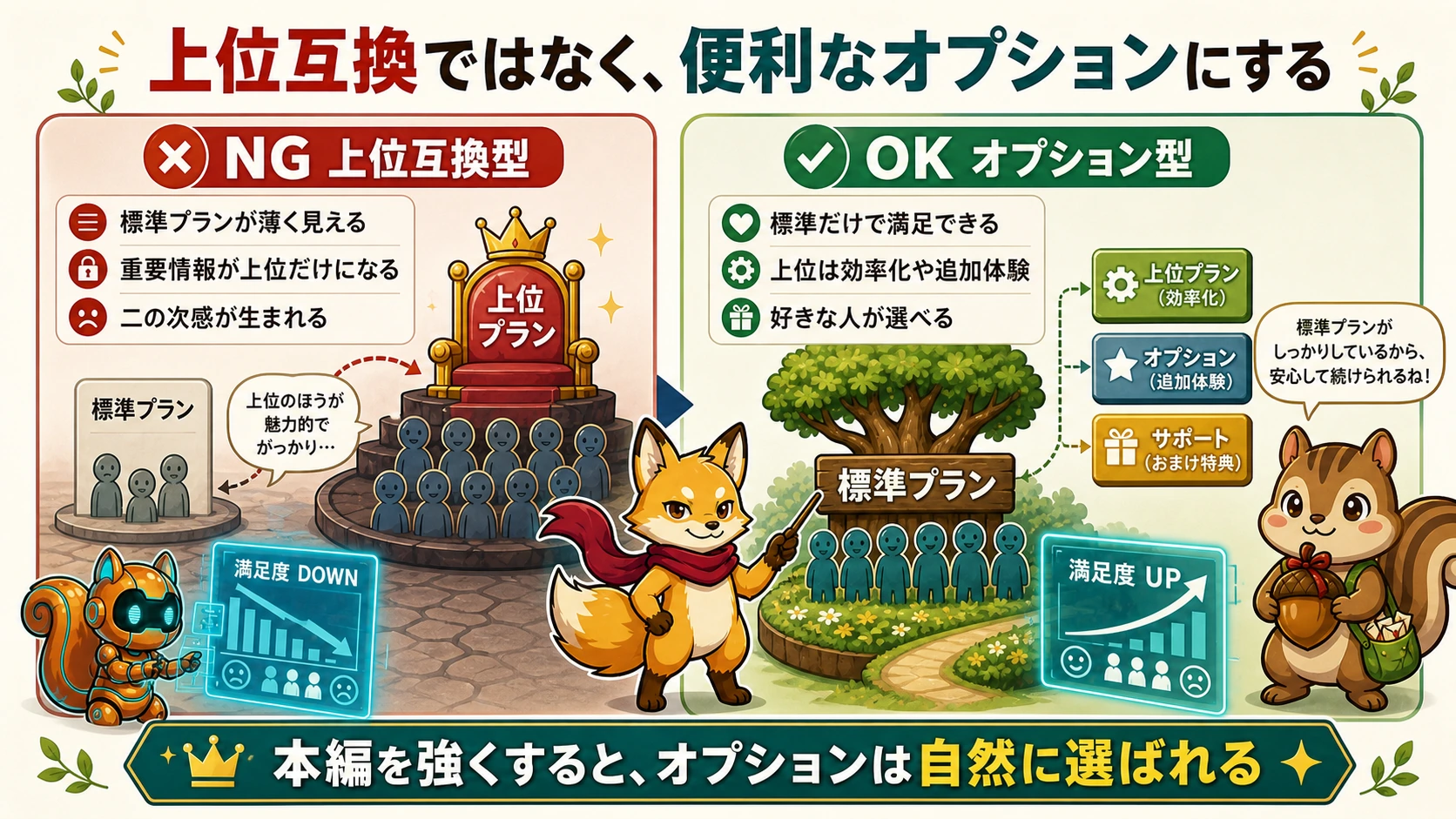 サブスクの標準プランを本丸にして上位プランを便利なオプションとして設計する考え方