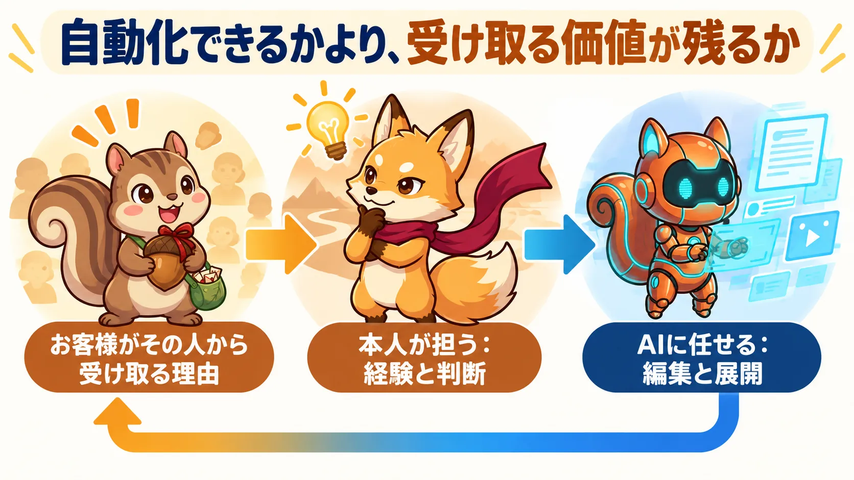 本人が担う仕事とAIが担う編集を分ける図解