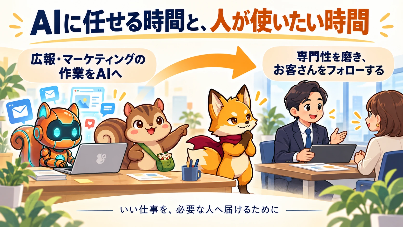 AIにマーケティング作業を任せ専門性とお客さんに時間を使う
