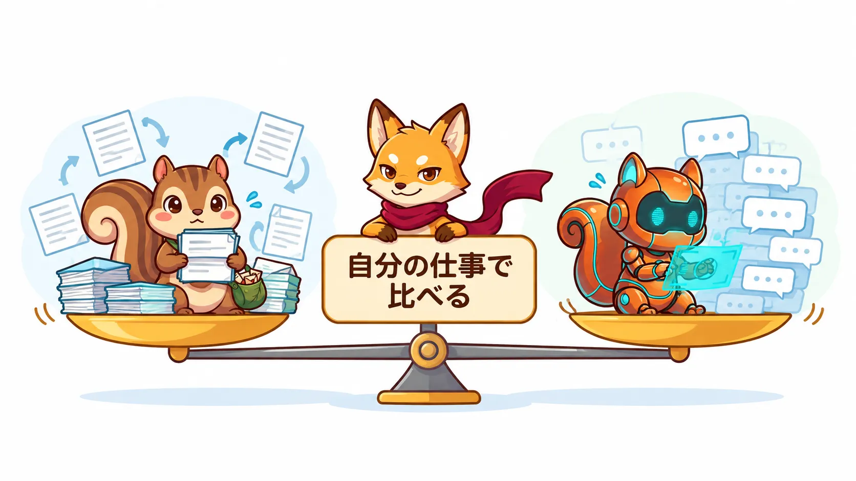 別チャットでの資料再読と一つの長いチャットの負担を比べる図解