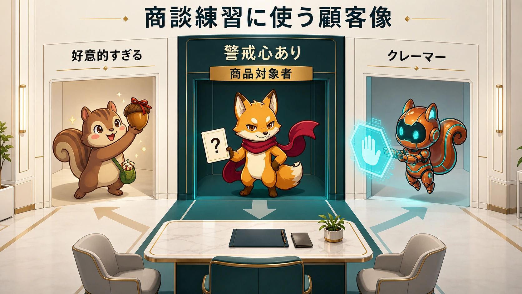 AI商談ロープレで使う好意的な顧客、警戒心の強い見込み客、クレーマーの違い