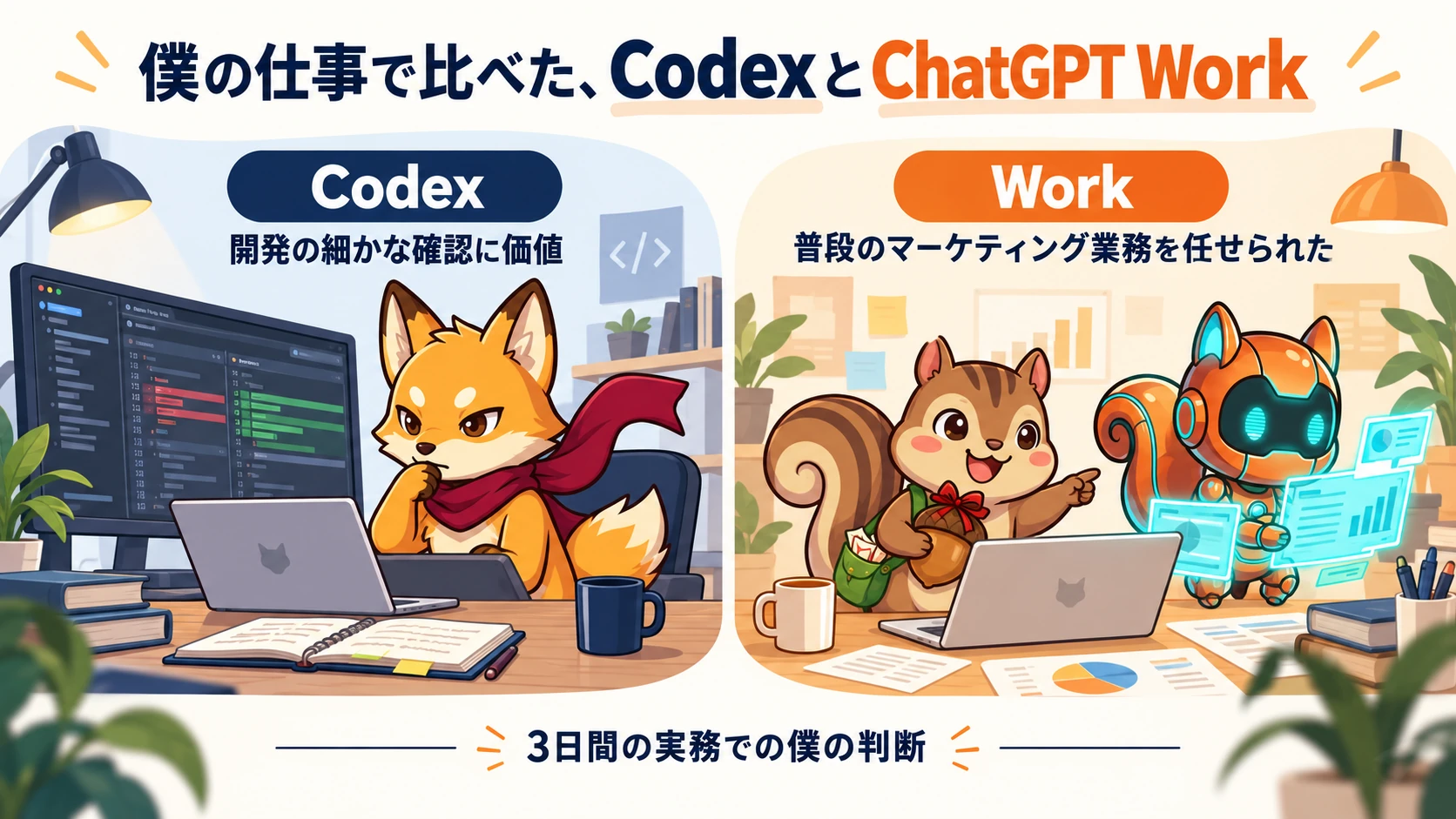 CodexとChatGPT Workを自分の実務で比べた結果
