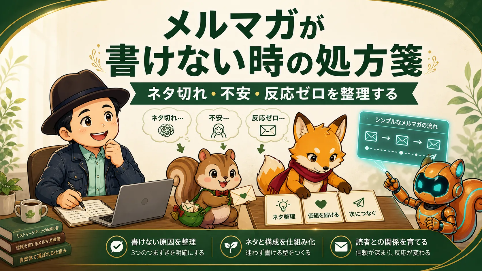 メルマガが書けない時のネタ切れ、不安、反応ゼロを整理するリンクカード画像
