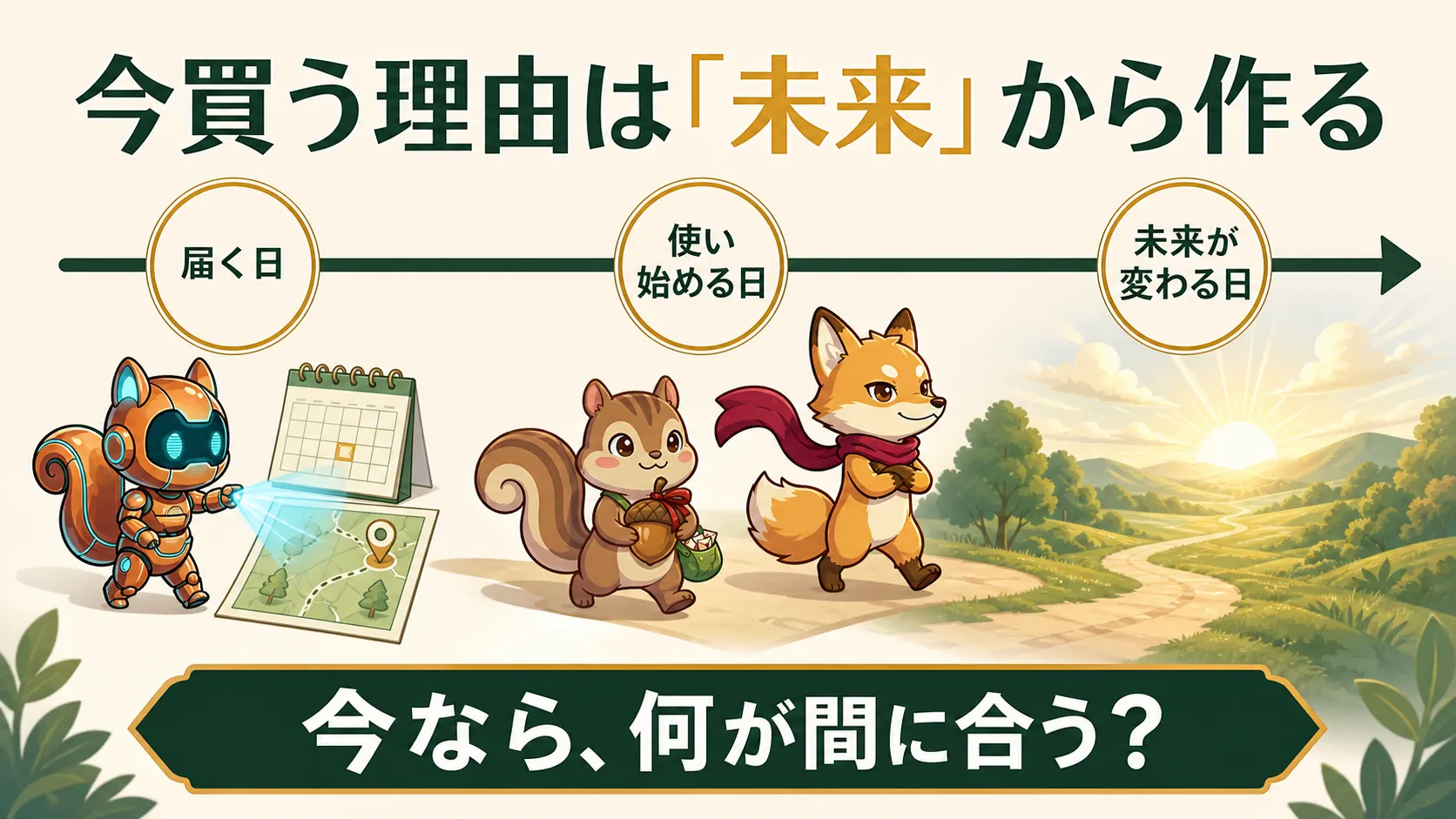 届く日、使い始める日、未来が変わる日を時系列でつないだ図解