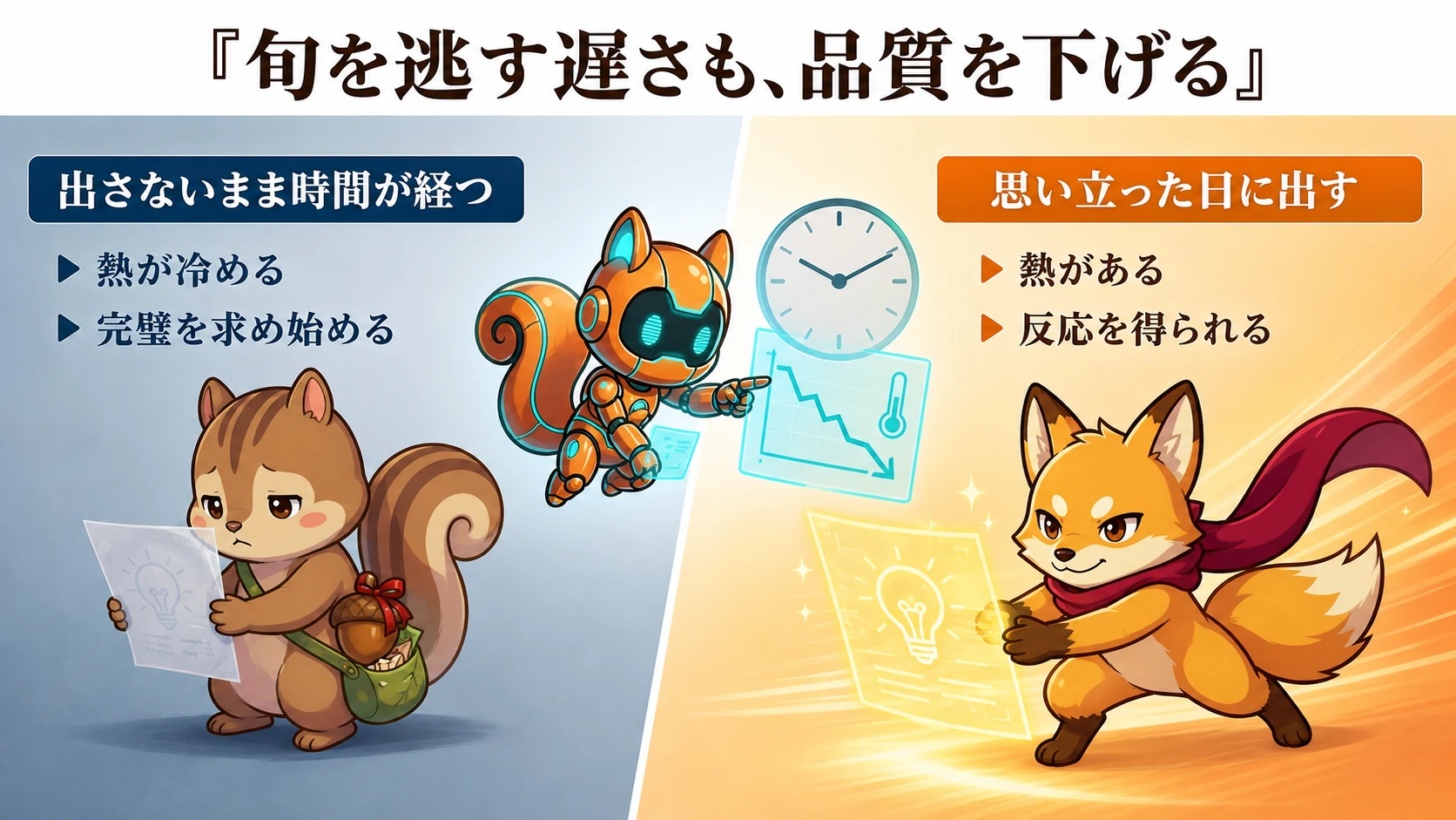 完成度だけでなく届けるタイミングも品質に含まれることを示した図