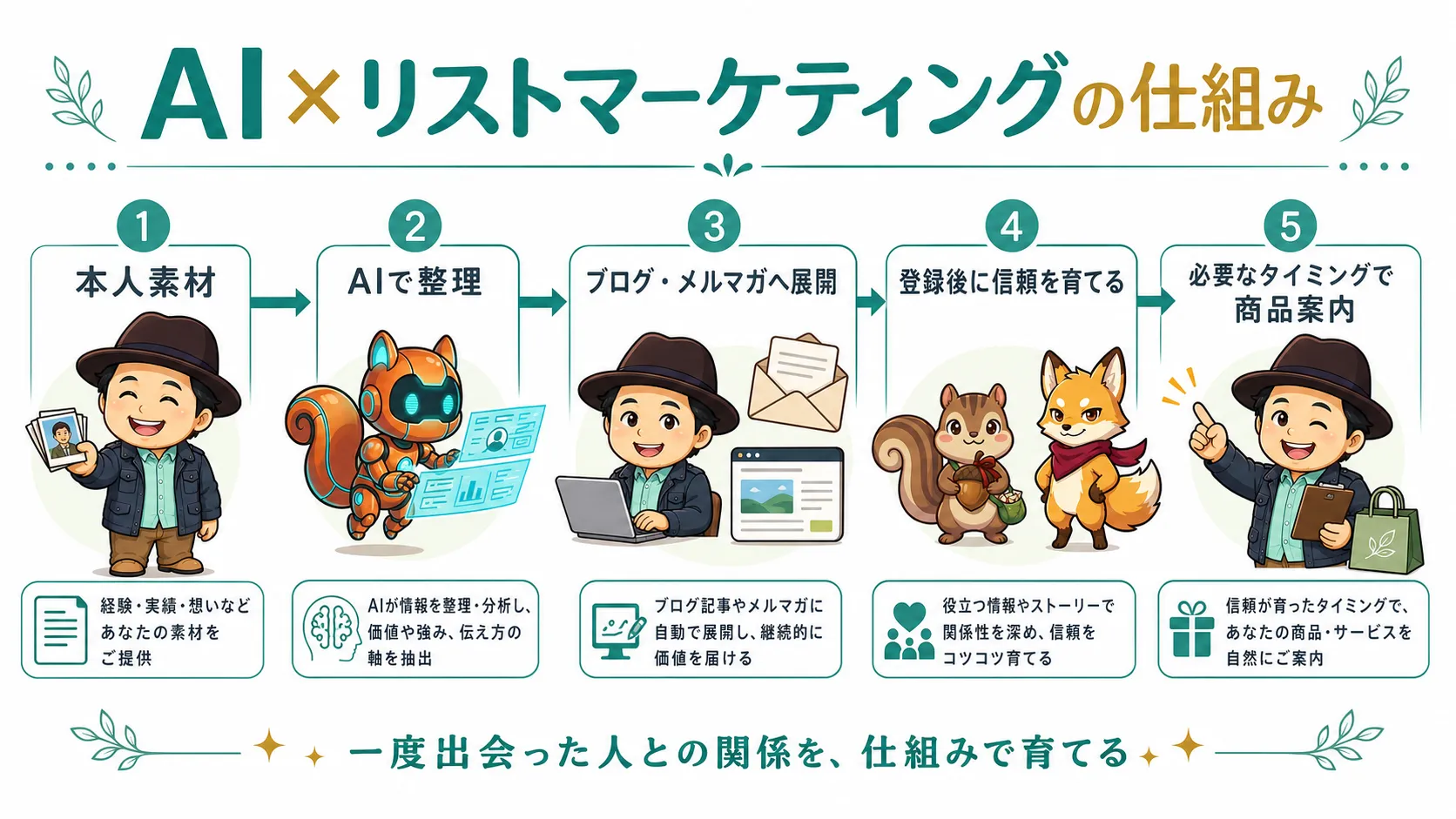 AIとリストマーケティングの仕組み 本人素材から信頼形成と商品案内まで
