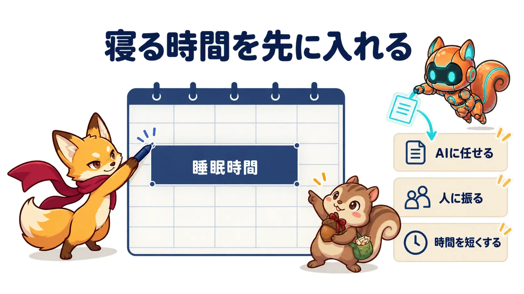 睡眠時間を先に予定表へ入れる